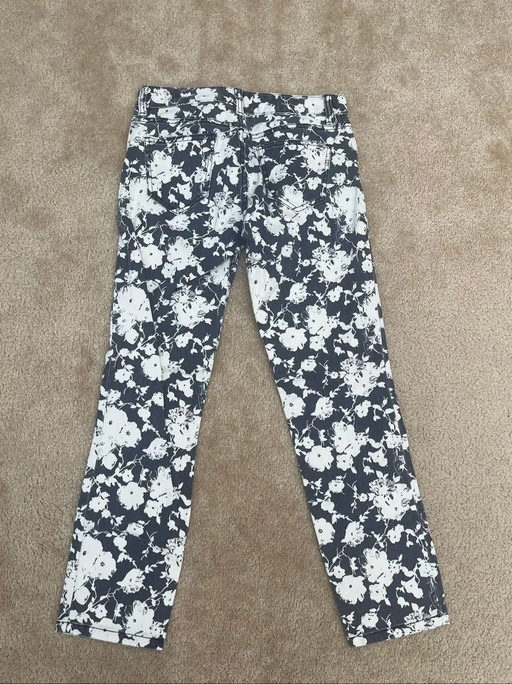 Tory Burch Floral Print Skinny Jeans Women’s Size 26 Blue White Cotton